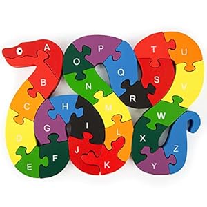LovesTown Montessori Wooden Alphabet Puzzle for Toddlers, Snake ABC Learning Toys for Kids, Educational Preschool Jigsaw Puzzle for Early Childhood Development, Ideal Gift for Boys and Girls