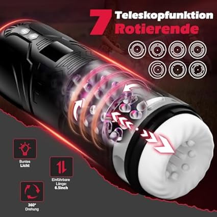 HIVEFUN Masturbándose para Hombres Eléctrico, Masturbador Juguete Sexual para Hombres Solo con 7 Modos de Empuje y Rotación de Vibración, 3 en 1 Bolsillo Coño Pene Masturbadores Juguetes Sexuales