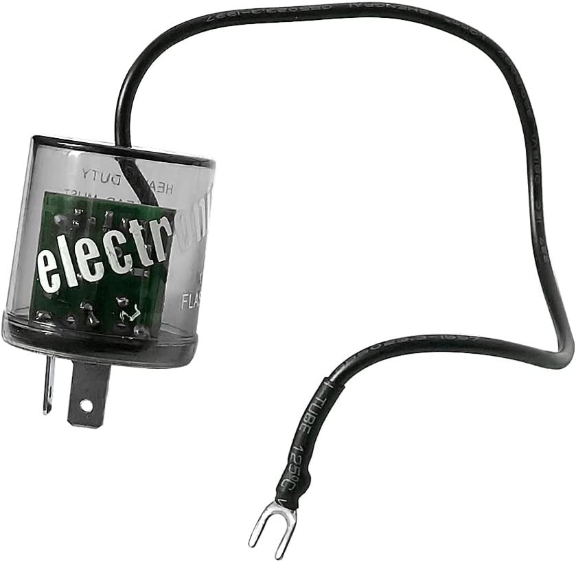 2 Pin Hyper Flash Flasher, Fix Turn Signal & Hazard Warn 12V LED Relay with Ground Wire, No Load (Works Without Resistors)