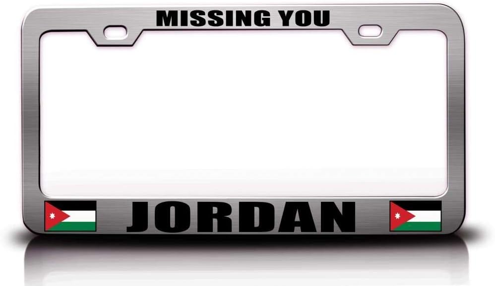Missing You Jordan Flag Metal Car SUV Truck License Plate Frame Ch x97