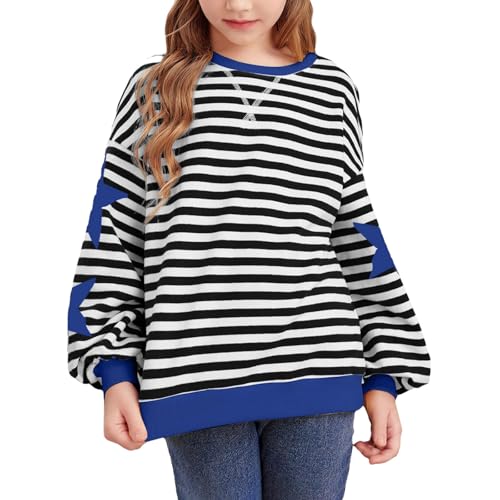 Sweatshirts for Teen Girls Trendy Preppy Back to School Striped Baggy Cute Casual Y2K Pullover Crewneck Long Sleeve Top