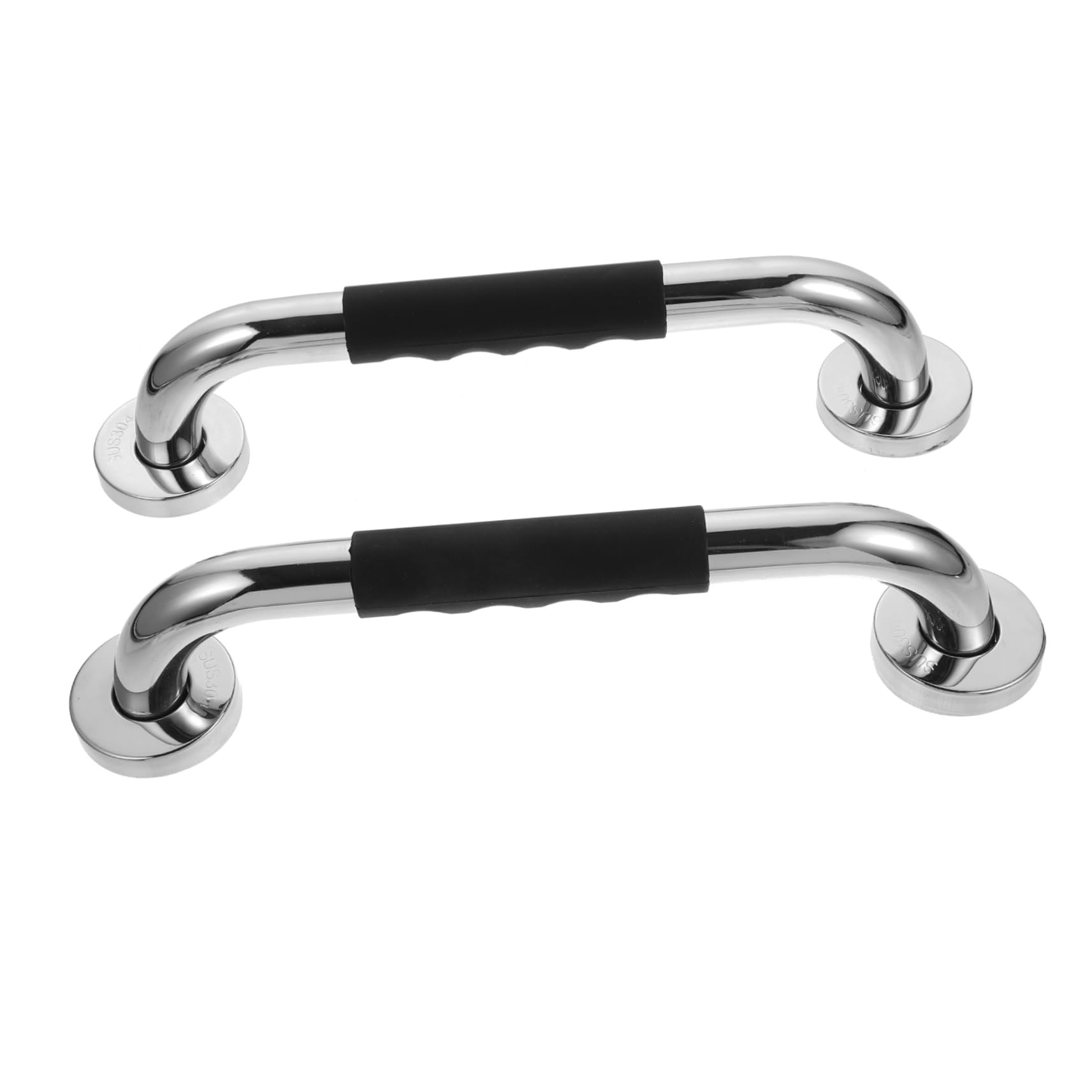Pasamanos de Baño 2 Piezas de Acero Inoxidable y Silicona Negro