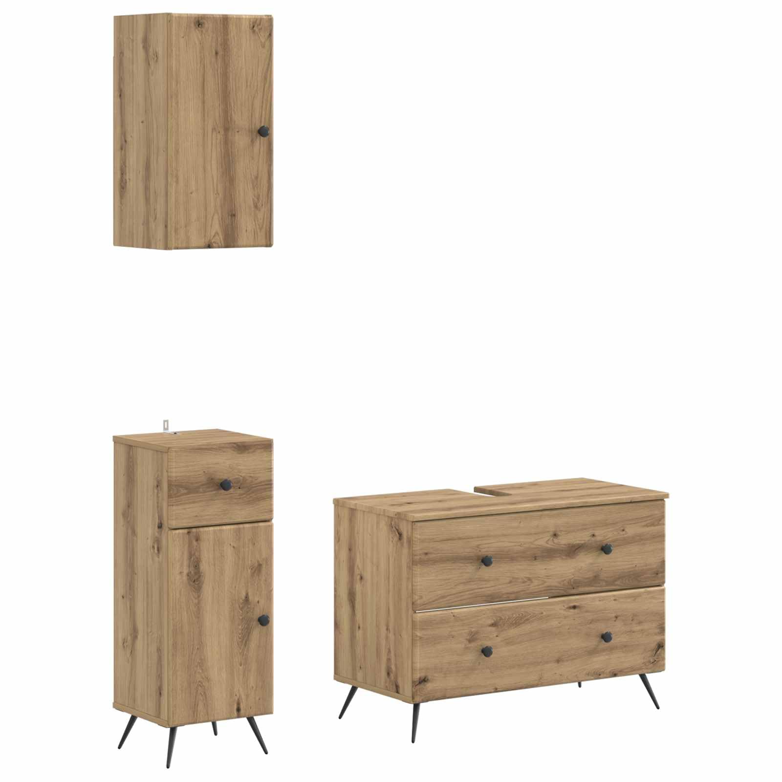 vidaXL Zestaw szafek łazienkowych w 3 częściach BREDA Dąb artisan