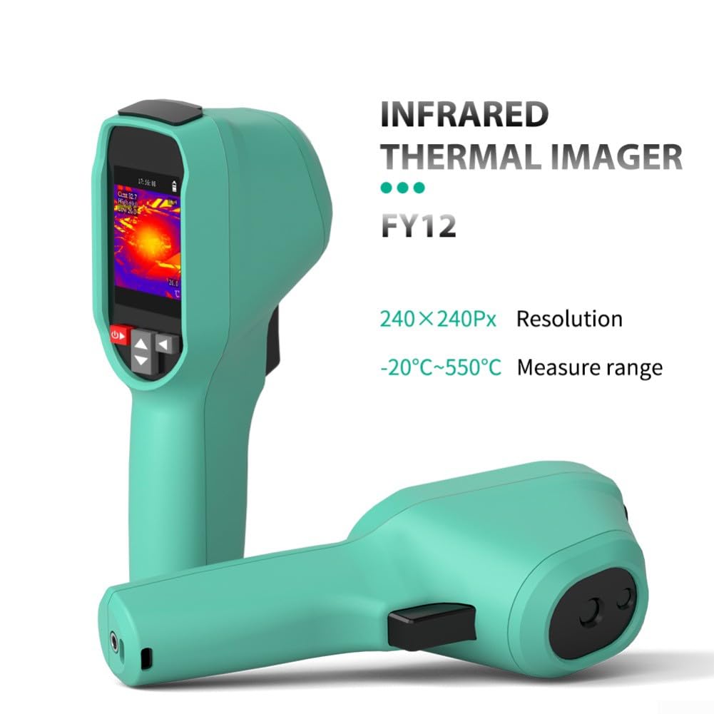 Termómetro infrarrojo de imagen térmica FY10FY12 240 x 240 con 15 modos de color falso y almacenamiento interno para uso profesional (FY12)