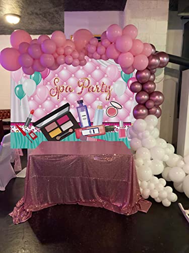 Spa Party Backdrop 7x5FT Rosa Trucco Tema