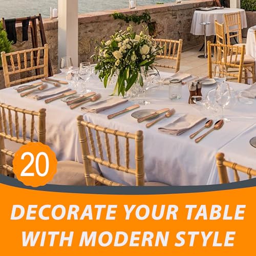 Runfly Modern Carved Floral Rose Gold Stainless Steel 20-Piece Flatware Set by Runfly - Used condition - Image 6