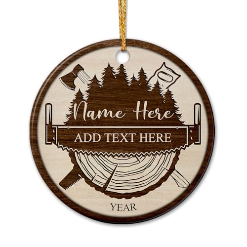 Personalized Carpenter Ceramic Ornament Christmas 2025, Woodworkers Ceramic Ornament Xmas, Handyman Xmas Ornaments Gifts for Men Dad Carpenter, Custom Text Year Name Best Carpenter Christmas Ornament