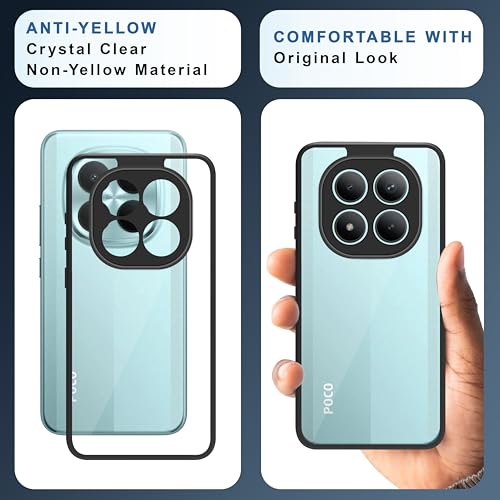 Image of CEDO Poco M8 Pro (5G) Backcover Case | Camera Protection Bump Shockproof Edge | Ultra Hybrid Transparent Acrylic Clear TPU+PC Hard Backcase Cover (Black)