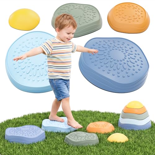 Lehoo Castle Stapelsteine Balanciersteine für Kinder, Gartenspielzeug Kinder, Rutschfeste Stepping Stones Kids, Balance Steine Set für Outdoor, Indoor & Garten