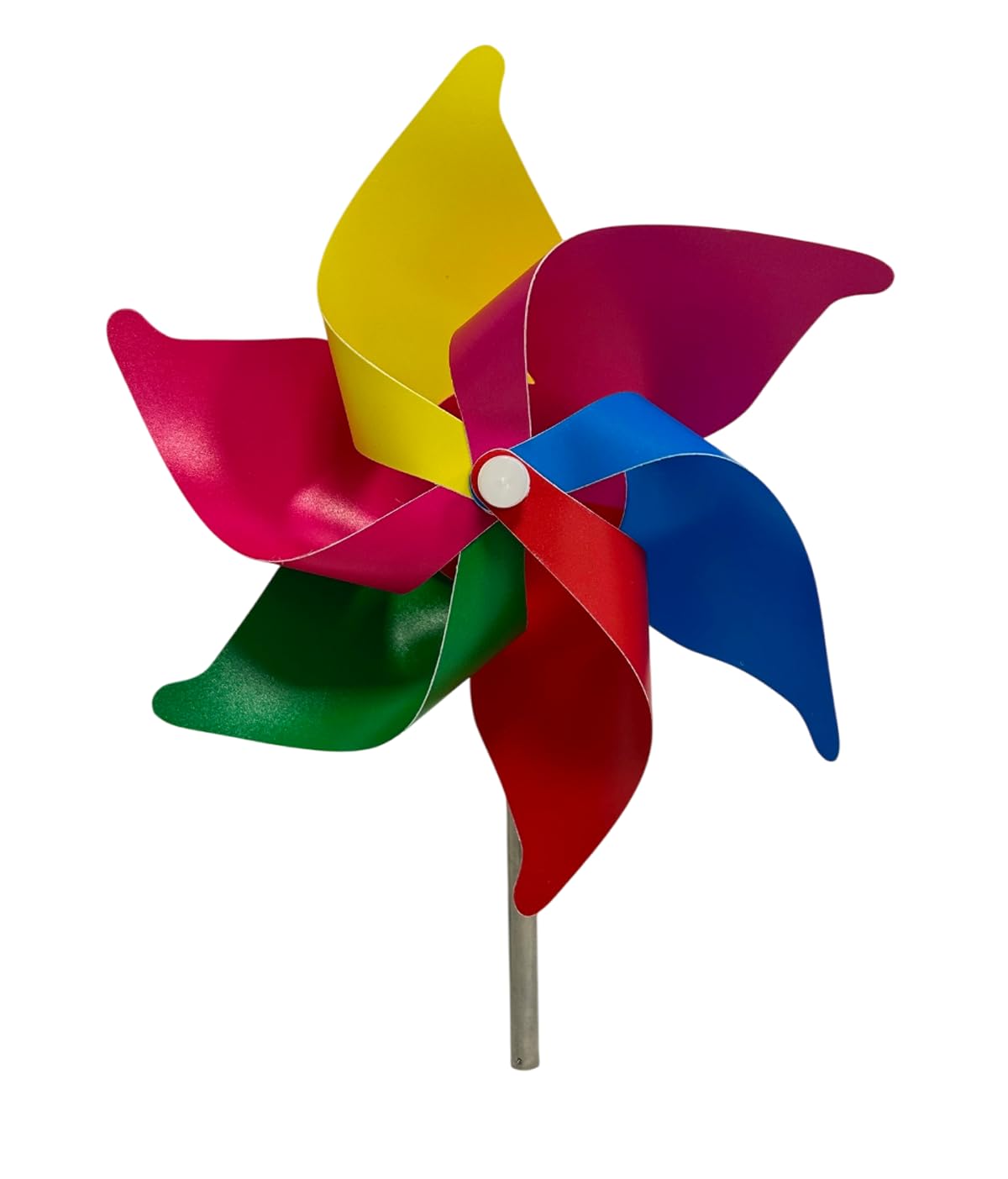Molinillo de viento generico para jardín, 20 cm de diámetro, extensible hasta 72 cm, metal, colores arcoíris, resistente