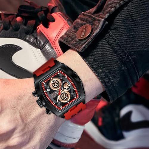 Image of LIGE Mens Watches Luxury Tonneau Watches for Men Waterproof Analog Watch Chronograph Calendar Date Men's Dress Business Work Watch Large Square Face Wristwatch