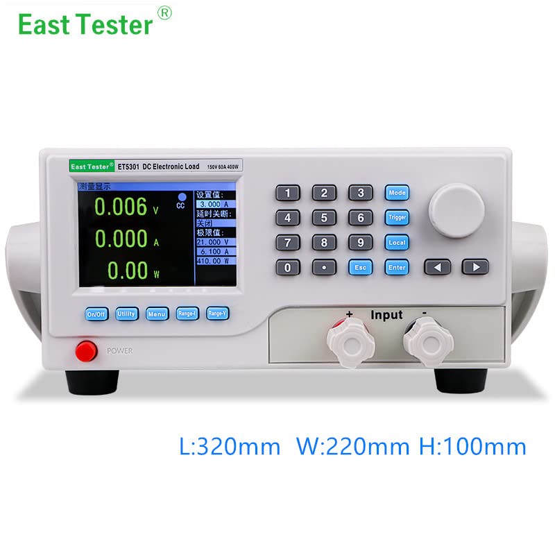 East Tester DC Electronic Load Tester 400W Programmable Single Channel Battery Testers 0-150V 0-60A (ET5301)