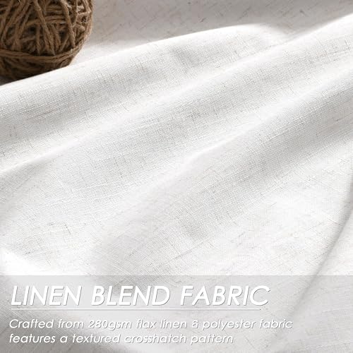 Image of Nanspring Cream 100% Blackout Linen Curtains for Bedroom 72 Inches Long Back Tab Thermal Insulated Neutral Boho Farmhouse Decor Black Out Curtain for Living Room Dining Room Drapes 52x72, 2 Panels