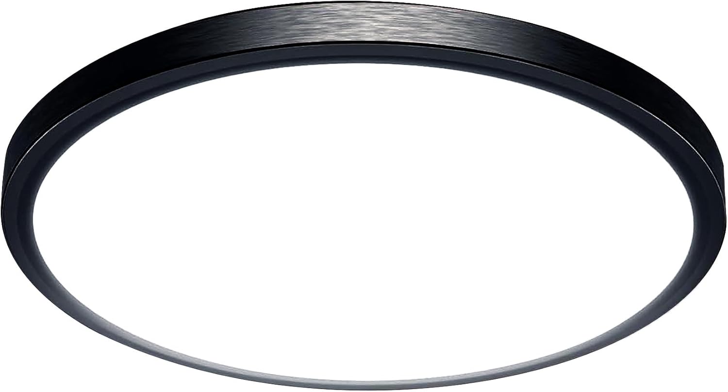 LED Flush Mount Ceiling Light 12 Inch 36W, 3000K-6500K Super Bright LED Ceiling Lights for Bedroom Living Room Kitchen Office, Easy Install, Ultra Thin Round White Black Modern Ceiling Light Fixtures