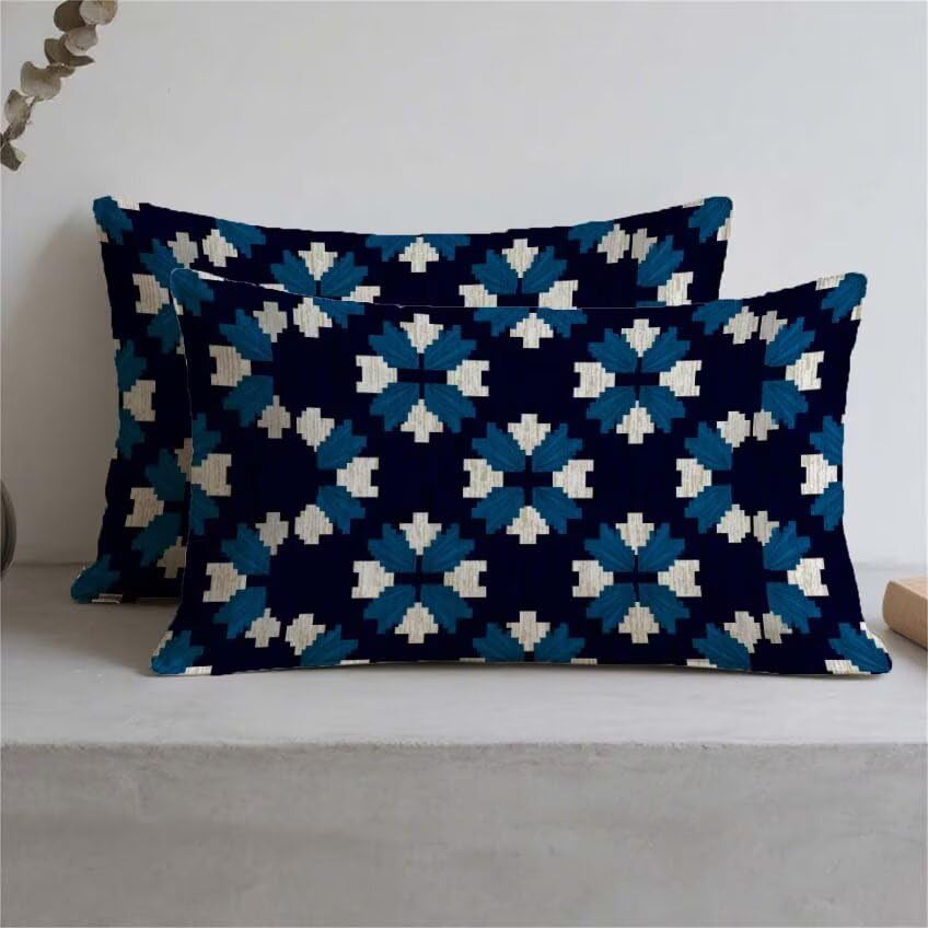 Housse de coussin 50x90cm violette imperméable style bohème lot de 2