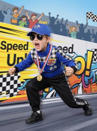 Disfraz de piloto de carrera para niños con gorra miniatura 4