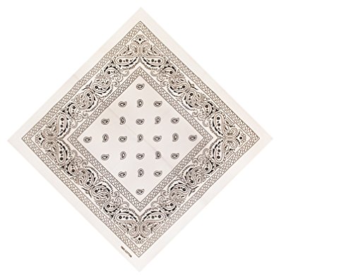 ILOVEDIY Bandana / Foulard carré avec motif cachemire fichu paisley en Coton multi-usages (blanc)