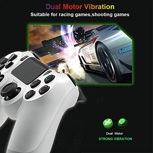 PS4 Controller, Wireless Gamepad for Playstation 4/Pro/Slim/PC(7/8/8.1/10) with Motion Motors and Audio Function Mini LED Indicator USB Cable and Anti-Slip 【Upgraded Version】 White
