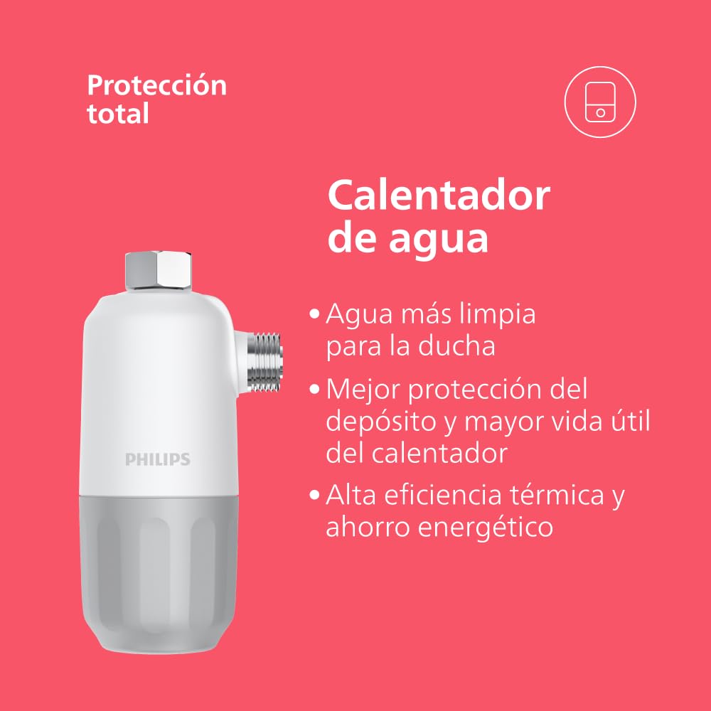 Philips Water INHIBIDOR DE CAL, filtración en 3 etapas, capacidad de filtración de 27.000 L, protege tu lavadora, lavavajillas y calentador de agua