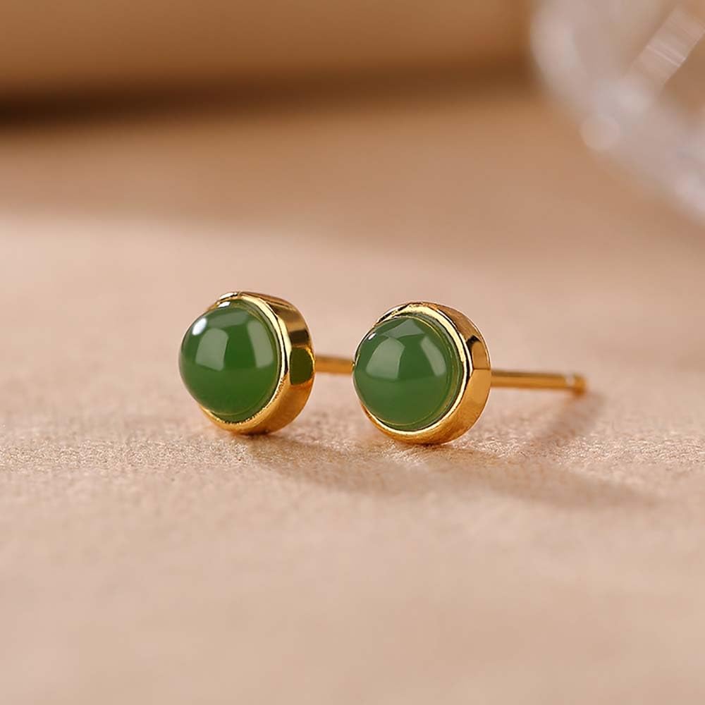 WBDWWTD Natürliche grüne Jade Ohrstecker, Hetian Ohrringe für Damen Herren Sterling Silber Ohren, Hotan Schmuck