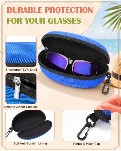Image of Treela 24 Pcs Sunglasses Case Portable Travel Hard Shell Zipper Frame Summer Eyeglasses Case with Plastic Hook for Women Men