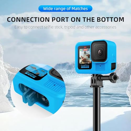 Image of M.G.R.J Silicone Protective Case Cover for Gopro Hero 13, Silicone Sleeve with Lanyard Lens Cap (Blue)