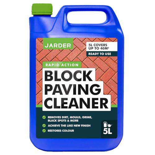 Jarder Block Paving Cleaner 5L - Elimimates Black Spot Lichen Dirt Grime Mould and More - Protects against Cracking - Restores Colour
