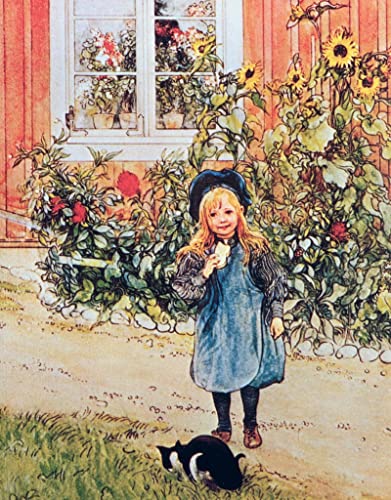 Affiche Carl Larsson Brita avec tournesols pour illuminer votre salon de lumières nordiques