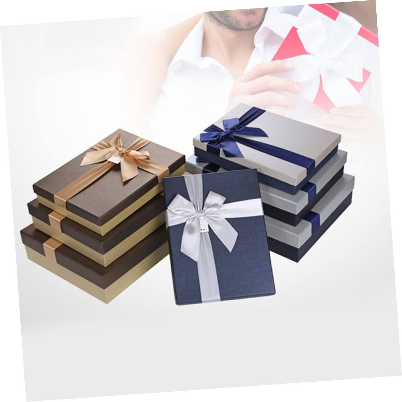 SOLUSTRE 3stücke Rechteckige Geschenkboxen Aus Pappe Für Kleidung Schals Und Shirts Mit Goldener Basis Und Kaffee-lid Für Geburtstagsgeschenke s