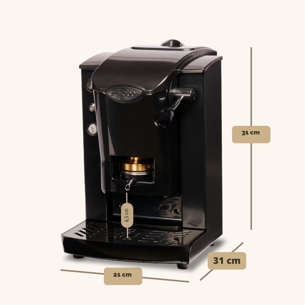 FABER COFFEE MACHINES | Modello Slot Plast | Macchina caffe a cialde ese 44mm | Pressacialda in ottone regolabile (NERO | NERO)