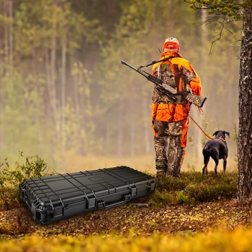 TecTake® Long, Universal Hard Case with 2 Wheels, 3 Foam Inserts, Pressure Valve & Padlock Eyelets, Shock-, Temperature- & Moisture-Resistant - Ideal Camera Case, Tool Case & Gun Case - 113.5x41x16cm - Image 4