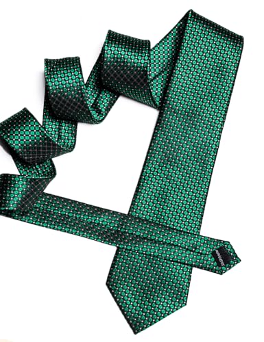 Image of YOHOWA Men Plaid /Striped Ties Set Silk Business Wedding Formal Fashion Necktie and Pocket Square Cufflinks Set