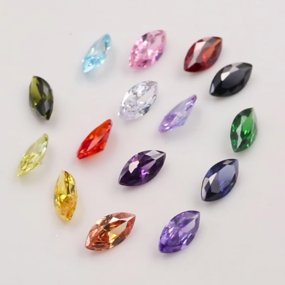 Marquise Cut Loose Mixed 15 Colors Synthetic Cubic Zirconia Stones for Rings Earrings Bracelets Necklaces Pendants DIY Jewelry Making
