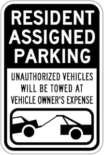STOPSignsAndMore - Resident Assigned Parking Tow Away Signs - 12x18 (Black) - Reflective | Rust Free Aluminum