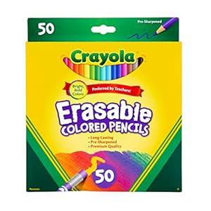 Crayola Erasable Colored Pencils, Back to School Supplies, Adult Coloring, 50 Count [Amazon Exclusive]