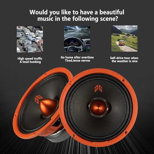 Image of MX65E2 Loudspeaker 6.5 Inch Midrange 480 Watts 4 Ohms Orange Bullet, Premium Quality Audio Door Speakers for Car or Truck Stereo Sound System, Orange (2 Speakers)