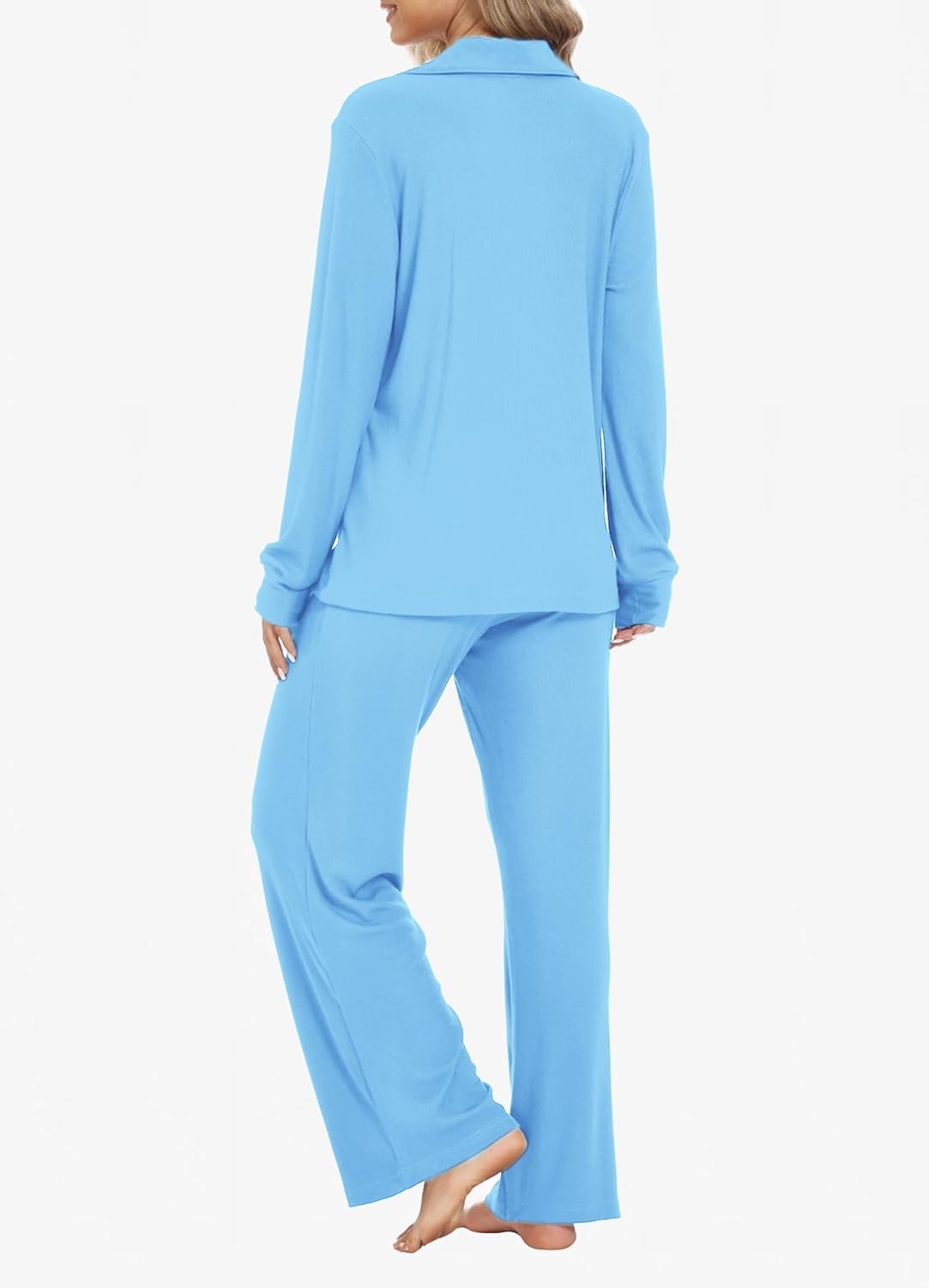 MANBEIYA Women's Pajama Sets Long Sleeve Button Down Soft Knit Sleepwear 2 Piece Lounge Set - Image 2