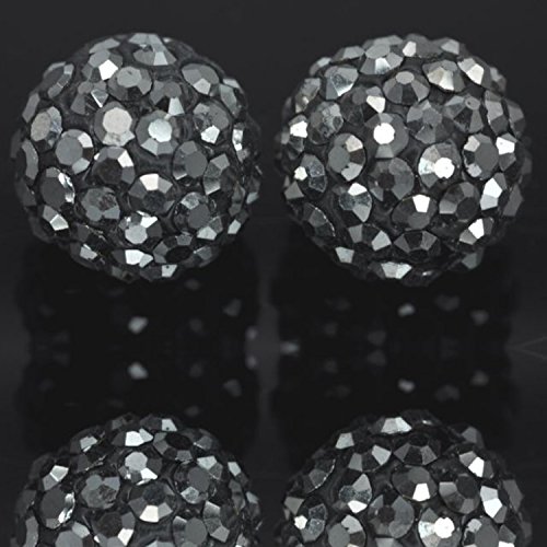 RUBYCA Pave Czech Crystal Disco Ball Clay Beads fit Shamballa Jewelry (100pcs, 12mm, Hematite Grey) - Image 4