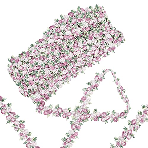 GORGECRAFT 5 Yards Flower Trim Ribbon Light Purple Flower DIY Lace Applique Sewing Craft Lace Edge Trim for Wedding Dresses Embellishment DIY Party Decor Clothes