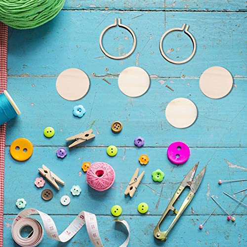 Image of Mini Wood Embroidery Hoop Display Frame - Round Hoop for DIY Embroidery Necklace Pendant and Keychain (80Pcs 25mm)
