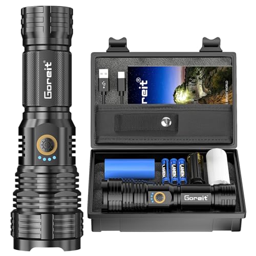 Goreit Flashlights LED High Lumens Rechargeable, 2000 Lumens XHP70.2 Super Bright Flashlight, Flash...