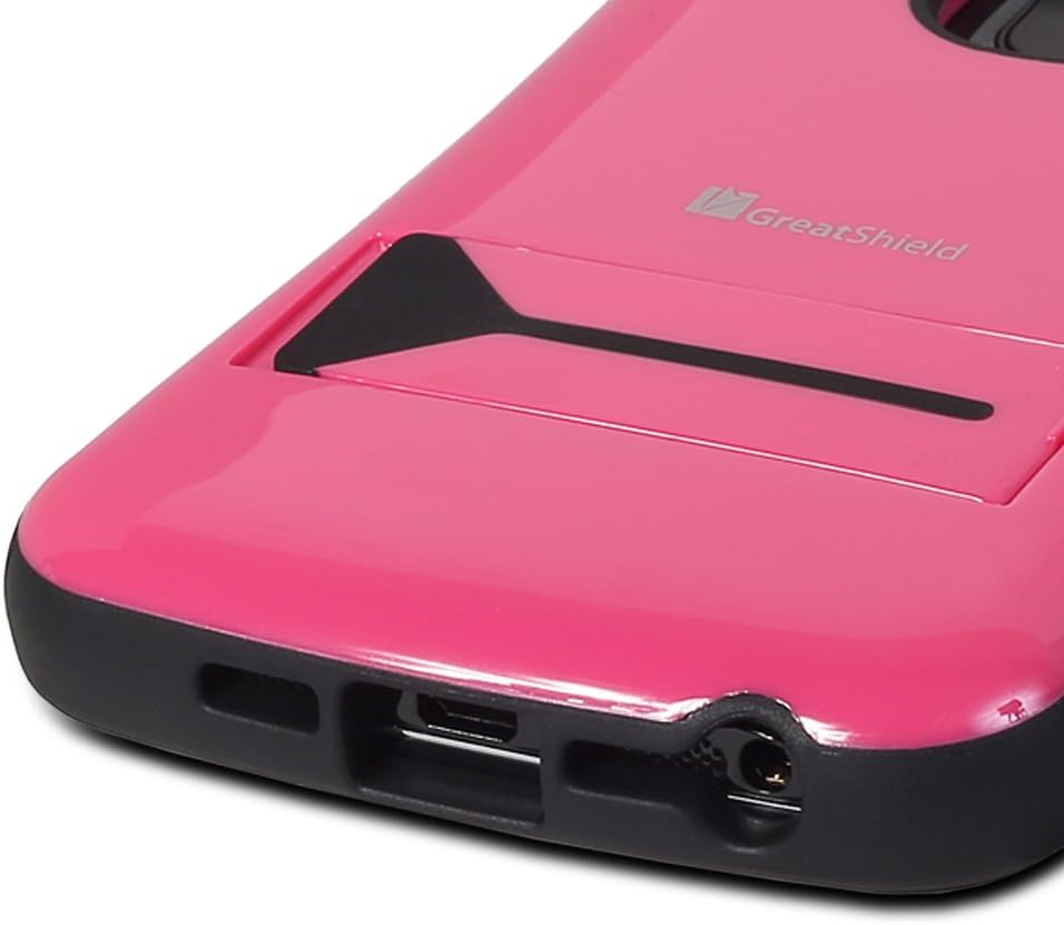 LG G2 Stand Case, GreatShield GUARDIAN Dual Layer Hybrid Snap On Case Back Cover with Kickstand for LG G2 (AT&T D800, T-Mobile D801) - Cherry Pink & Black