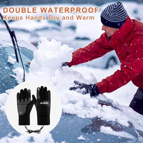JEONDFG Beheizbare Handschuhe,Winter Vollfinger,USB Beheizte Handschuhe Nicht-Slip,wasserdichte Touchscreen Winterhandschuhe Beheizt,für Damen Herren Klettern,Radfahren