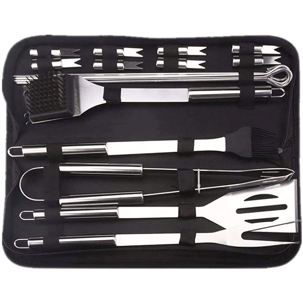 Kit di accessori per grigliate Set di strumenti per barbecue per barbecue, Set di strumenti per griglia in acciaio inossidabile da 20 pezzi con borsa per il trasporto, strumenti per barbecue per uomi