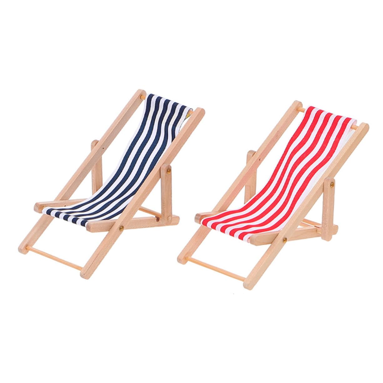 NAMOARLY 2pcs Smooth Surface Mini Beach Chairs Wear-Resistant Dollhouse Miniature Accessory for Play Rooms
