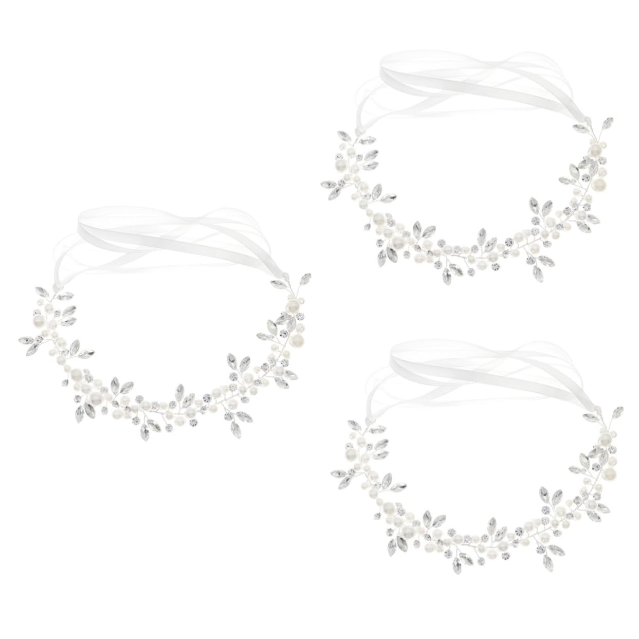 MAGICLULU 3piezas Diadema De Novia Perlas Artificiales y Cristales Brillantes Accesorio Elegante Para Bodas y Para Novias y De Honor