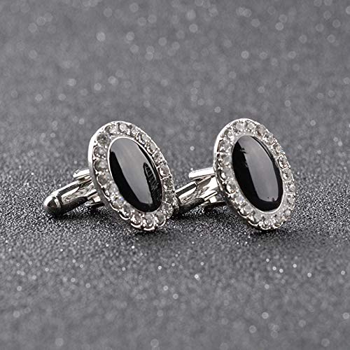 Mancuernillas Daesar para hombre plateadas y negras ovaladas miniatura 5