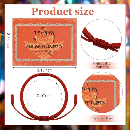 Kigeli 2 Pcs Authentic Blessed Tibetan Handmade Red String Bracelet Lucky Dorje Knot Protection Red Bracelet with Amulet Card Chinese Braided Tibetan Monks Gift for Women Men2