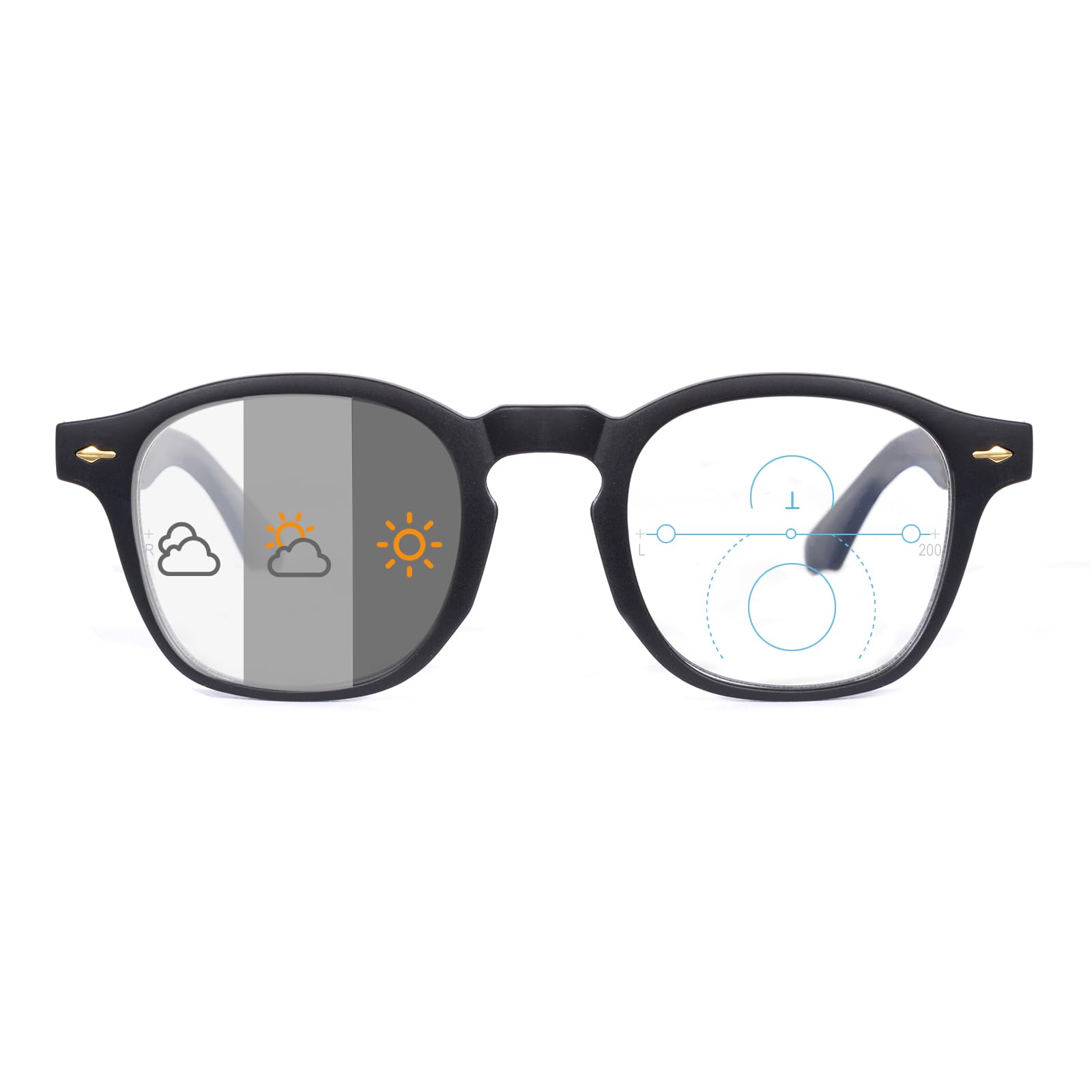 OKH Gafas de Lectura Multifocales Progresiva Fotocrómica Bloqueo de luz Azul Para Hombres Mujeres Rectángulos Bifocales Eyewear Readers con Bisagra de Primavera