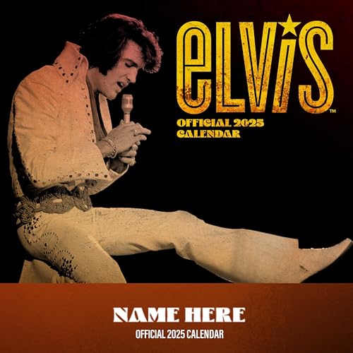 Elvis 2025 Personalised Calendar, Personalise Any Message, Wiro Bound, Official Product, Dimensions: 297 x 297 mm